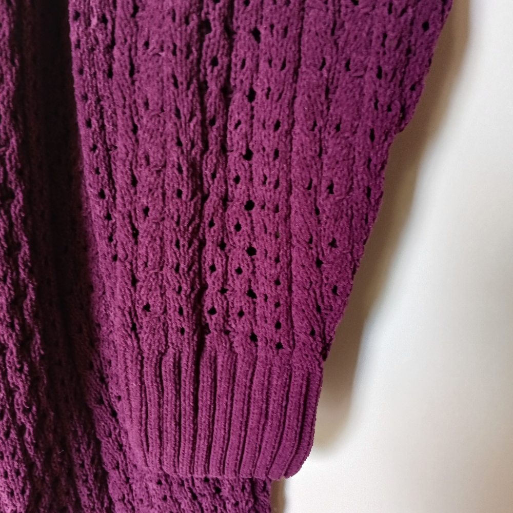 Terra & Sky Womens Open Front Cardigan Size 14W Color Plum Purple - Picture 3 of 9